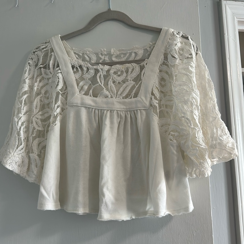 White Lace Free People top
